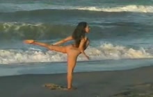 Naked girl doing yoga
